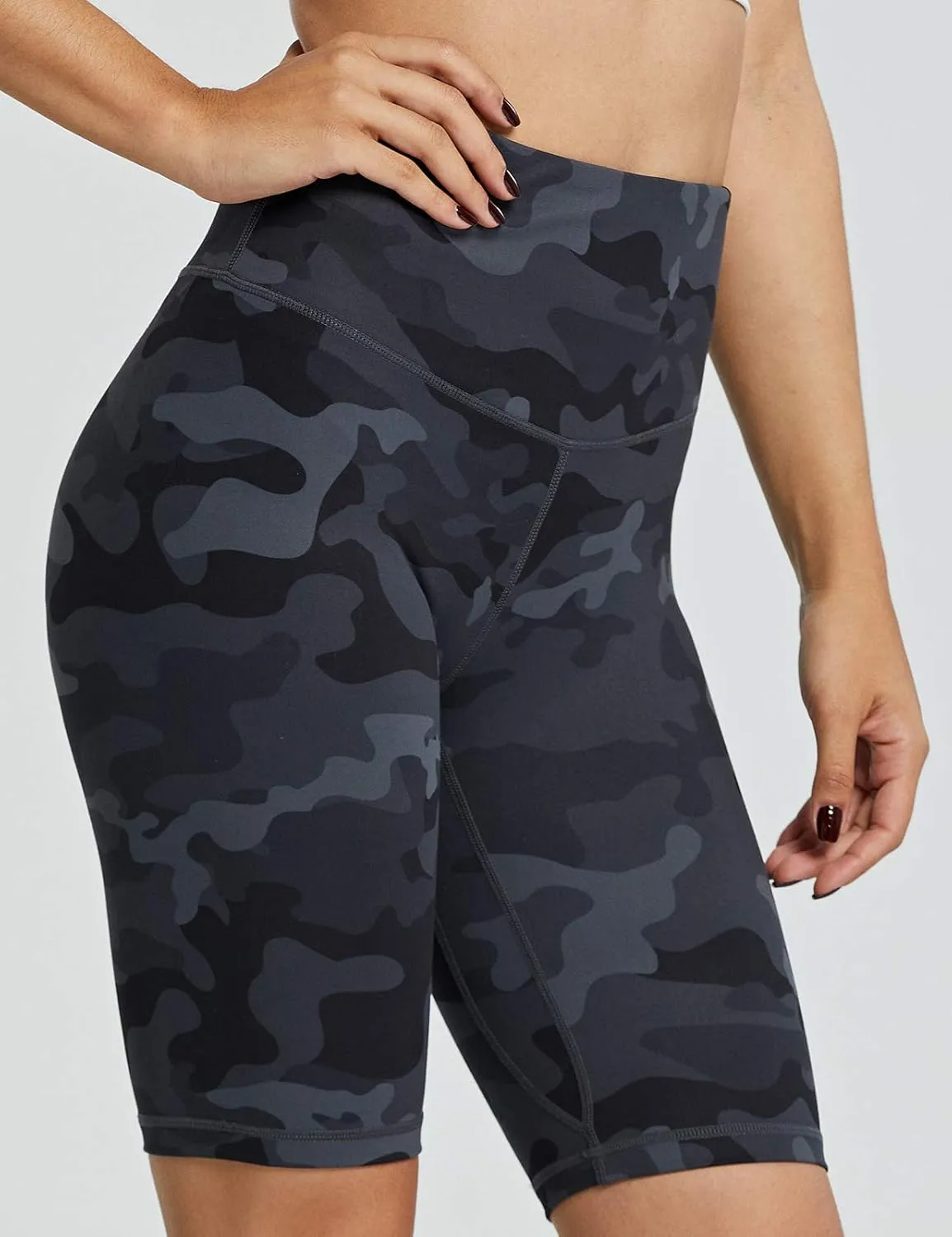 ZUTY 10" Biker Shorts Women High Waisted with 2 Hidden Pockets Workout Athletic Running Yoga Long Shorts